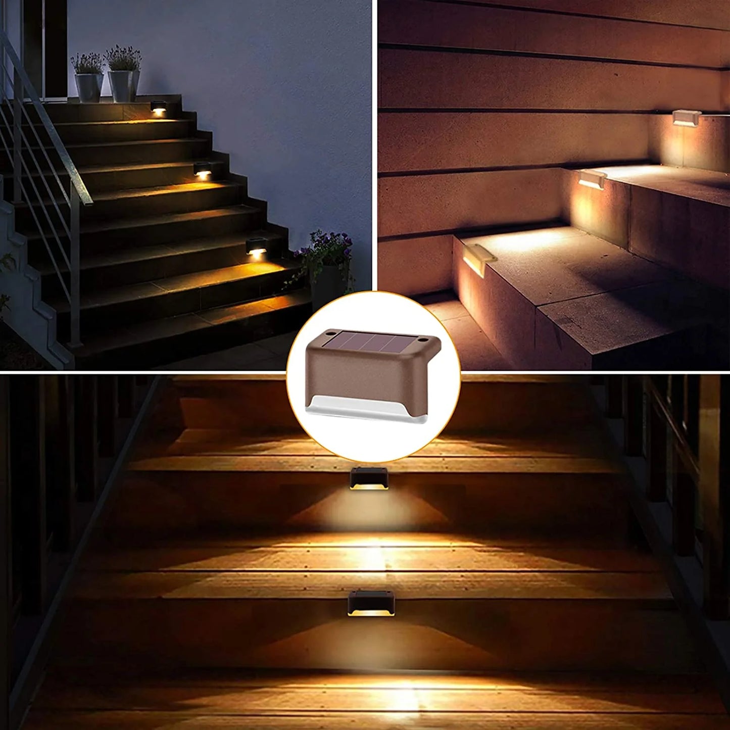 4PCS Waterproof LED Solar Step Lights - Perfect for Outdoor Decks & Stairs