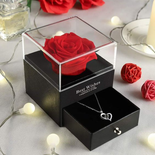 Luxury Eternal Rose Gift Box with Stunning Jewelry