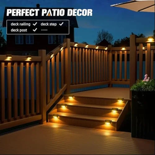 4PCS Waterproof LED Solar Step Lights - Perfect for Outdoor Decks & Stairs