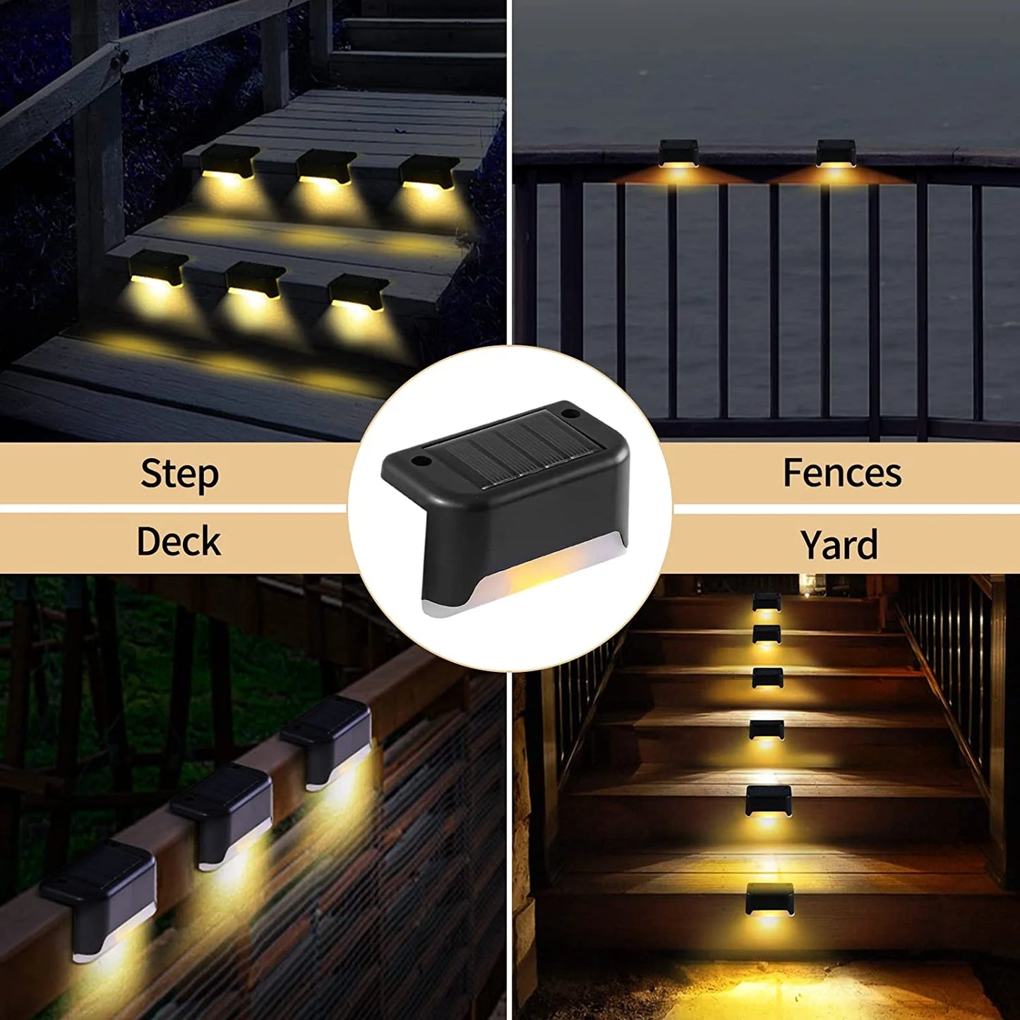 4PCS Waterproof LED Solar Step Lights - Perfect for Outdoor Decks & Stairs