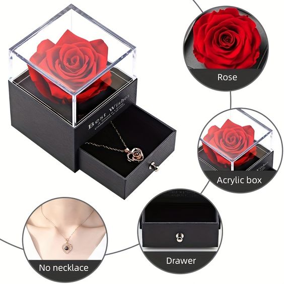 Luxury Eternal Rose Gift Box with Stunning Jewelry