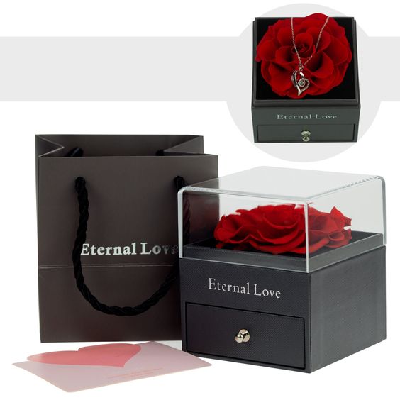 Luxury Eternal Rose Gift Box with Stunning Jewelry