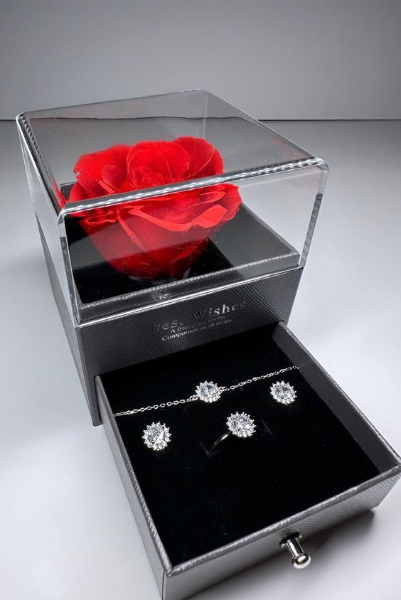 Luxury Eternal Rose Gift Box with Stunning Jewelry