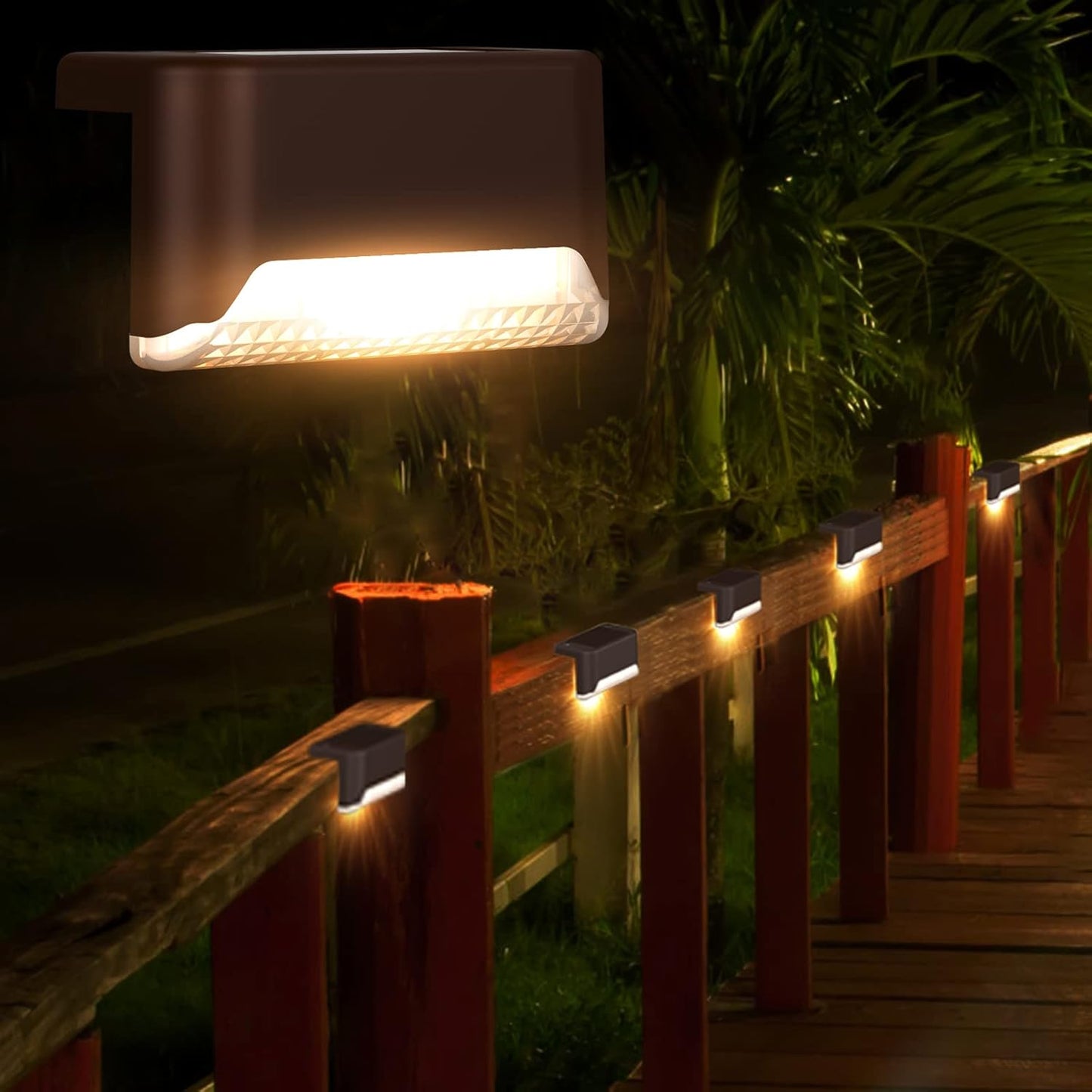 4PCS Waterproof LED Solar Step Lights - Perfect for Outdoor Decks & Stairs